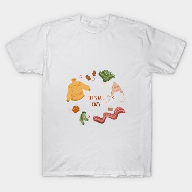 Let's get cozy, cute winter illustration T-Shirt by gusstvaraonica